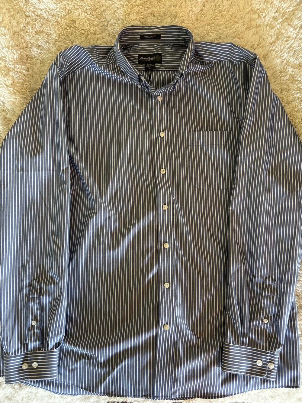 Eddie Bauer Navy and White Pinstripe Dress Shirt